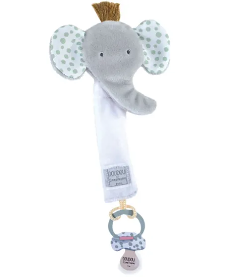 Attache sucette éléphant - 18 cm - gris clair