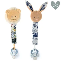 Attache tétine lion ou lapin bleu Boh'aime - 18 cm