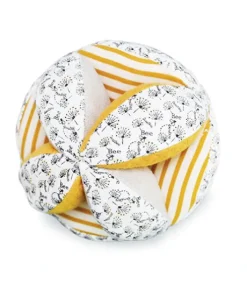 Balle d'éveil bébé avec Hochet intégré - Pollen l'abeille en coton BIO - 15 cm - Modèle aléatoire