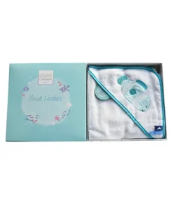 Cape de bain bébé poisson vert - 80 x 80 cm