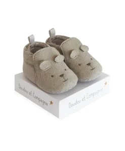 Coffret chaussons Bébé gris - 0/6 mois