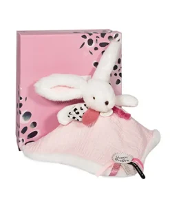 Coffret Doudou carré Lapin rose - Happy Blush - 25 cm
