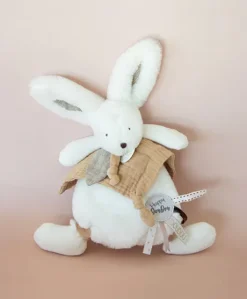 Coffret Doudou plat Lapin beige - Happy Wild - 25 cm