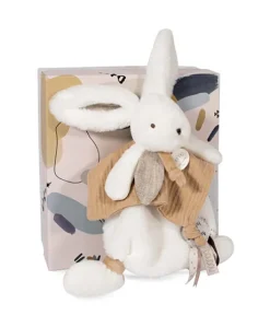 Coffret Doudou plat Lapin beige - Happy Wild - 25 cm