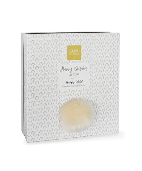 Coffret Doudou plat Lapin beige - Happy Wild - 25 cm