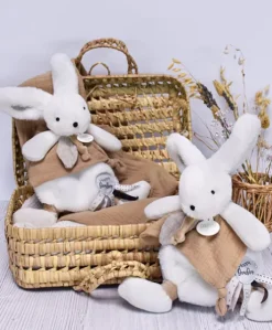 Coffret Doudou plat Lapin beige - Happy Wild - 25 cm