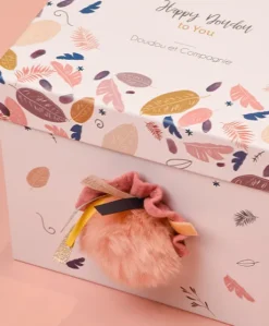 Coffret Pantin Lapin Vieux rose - Happy Boho - 25 cm