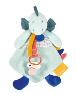 Coffret peluche dinosaure vert - Attache-tetine Filou - 23 cm