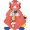 Coffret peluche dinosaure orange - Attache tetine Lou - 23 cm