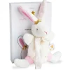 Doudou attache sucette lapin étoile rose - 15 cm