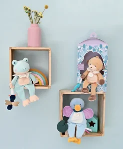 Doudou canard bleu avec feuille -