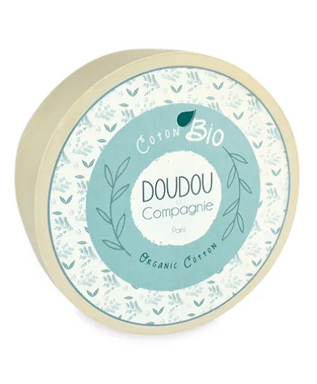 Doudou carré plat lapin rose en coton BIO - 25 cm