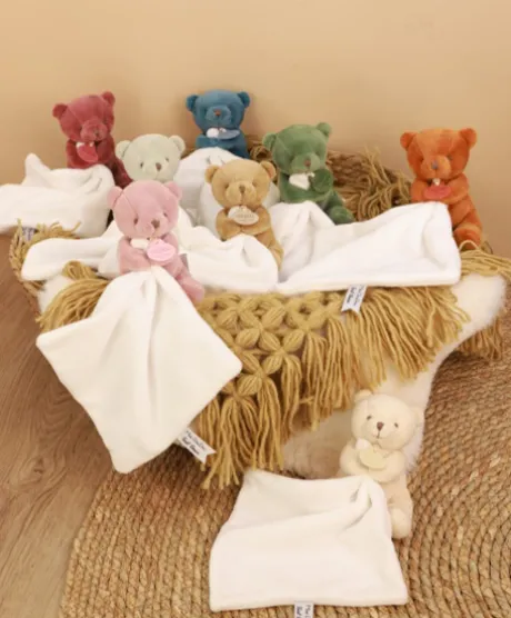 Doudou mouchoir- Mon petit ourson - Vert Clair - 10 cm