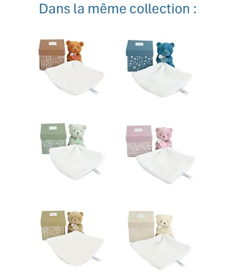 Doudou mouchoir- Mon petit ourson - Vert Clair - 10 cm
