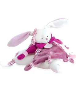 Doudou plat Cerise le lapin Rose - 27 cm