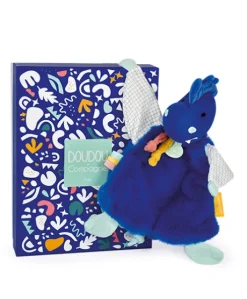 Doudou plat dinosaure bleu Sashou - 25 cm