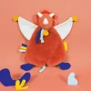 Doudou plat dinosaure orange Lou - 25 cm
