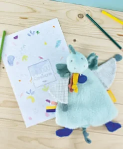 Doudou plat dinosaure vert Filou - 25 cm