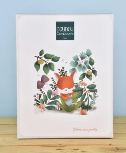 Doudou plat hochet billes - Renard Romarin - 21 cm