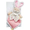 Doudou plat lapin de sucre rose - 24 cm