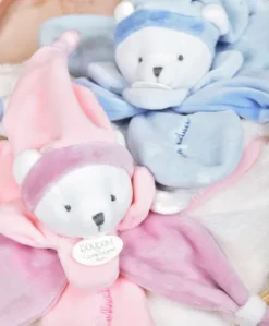 Doudou plat Ours Collector rose - 24 cm