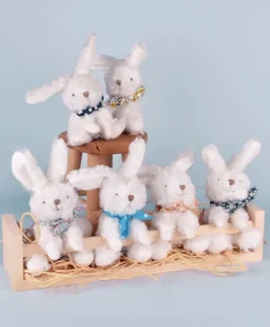 Lapin blanc avec chouchou -12 cm - Modèle aléatoire