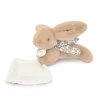 Lapin DOUDOU® - Peluche lapin Beige avec doudou assorti - 16 cm