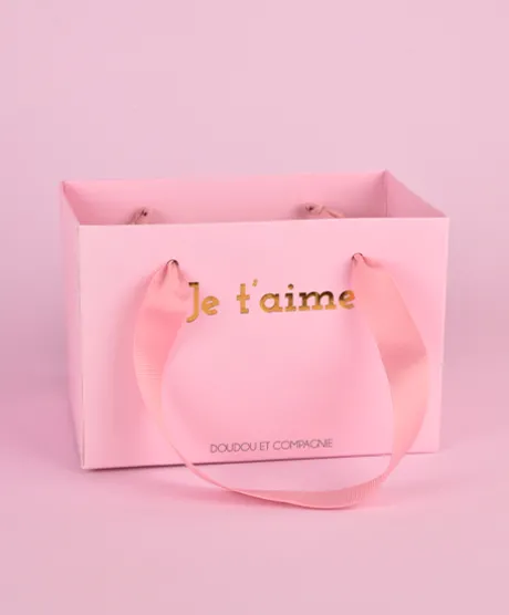 LAPIN JE T'AIME en sac cadeau - 25 cm