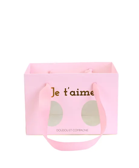 LAPIN JE T'AIME en sac cadeau - 25 cm