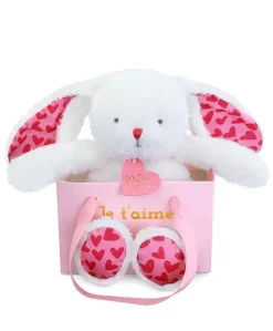 LAPIN JE T'AIME en sac cadeau - 25 cm
