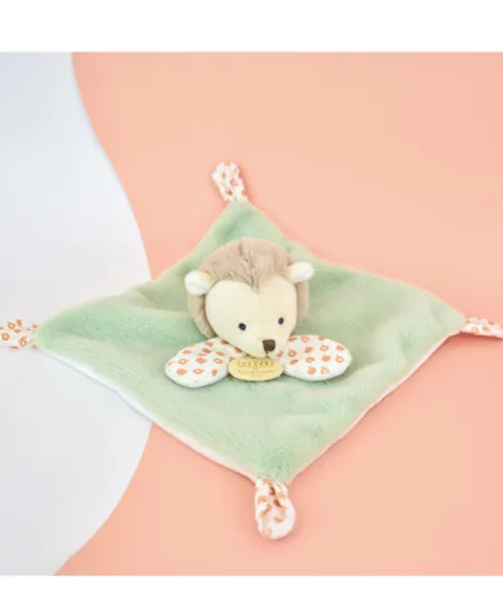 Mini Doudou hérisson plat vert - 19 cm - Sans boite