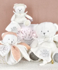 Ours en peluche Blanc attache-sucette - 20 cm - Collection Anniversaire