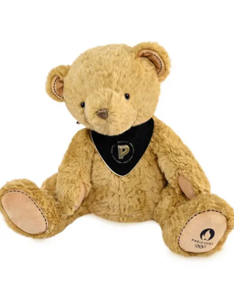 Ours en peluche marron Paris 2024 - avec bandana - 37 cm