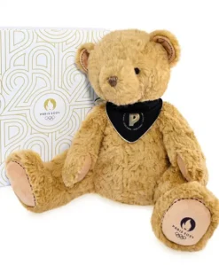 Ours en peluche marron Paris 2024 - avec bandana - 37 cm