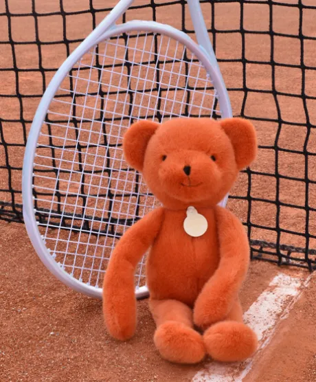 Ours en peluche Orange Terracotta - Roland Garros- 40 cm - Fabriqué en France