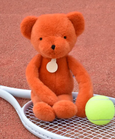 Ours en peluche Orange Terracotta - Roland Garros- 40 cm - Fabriqué en France