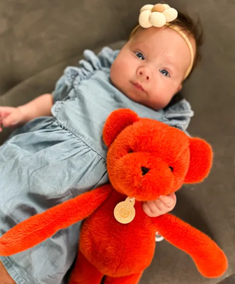 Ours en peluche Orange Terracotta - Roland Garros- 40 cm - Fabriqué en France