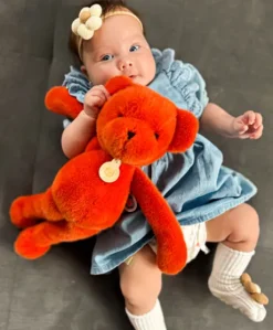 Ours en peluche Orange Terracotta - Roland Garros- 40 cm - Fabriqué en France