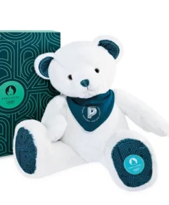 Ours en peluche Premium blanc avec bandana Paris 2024 - 37 cm
