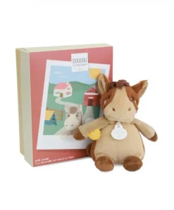 Peluche cheval - 17 cm - DOUDOU de la ferme avec boite sonore