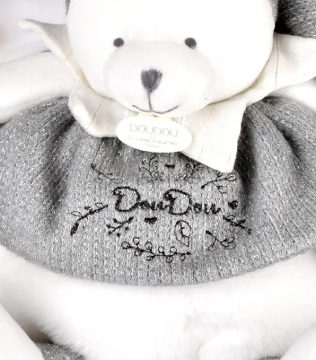Peluche eveil Bébé Ours Gris - 30 cm - Collection Anniversaire