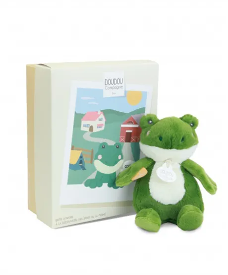 Peluche grenouille - 17 cm - DOUDOU de la ferme avec boite sonore