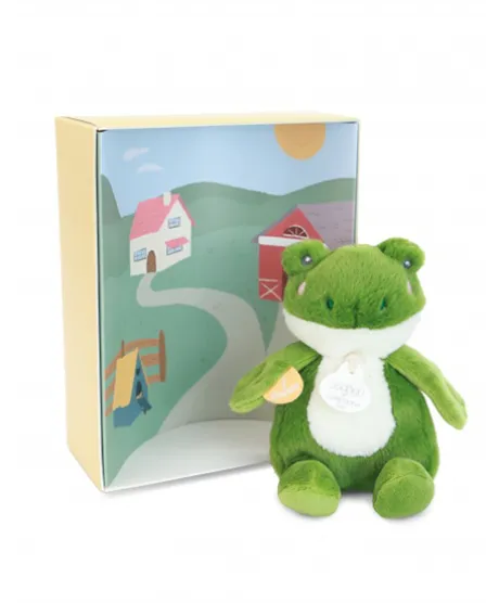Peluche grenouille - 17 cm - DOUDOU de la ferme avec boite sonore