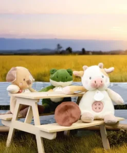 Peluche grenouille - 17 cm - DOUDOU de la ferme avec boite sonore