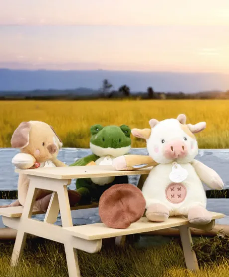 Peluche grenouille - 17 cm - DOUDOU de la ferme avec boite sonore