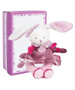 Peluche hochet Cerise le lapin rose - 19 cm