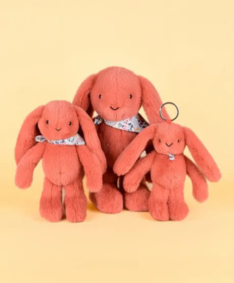 Peluche lapin orange 25 cm - Lapin Fleurette