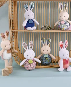 Peluche lapin pop-up - Vert amande et corail