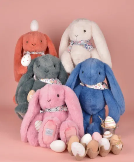 Peluche lapin Vert 35 cm - Lapin Fleurette