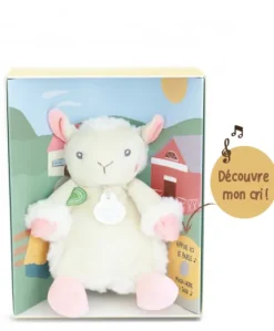 Peluche mouton - 17 cm - DOUDOU de la ferme avec boite sonore